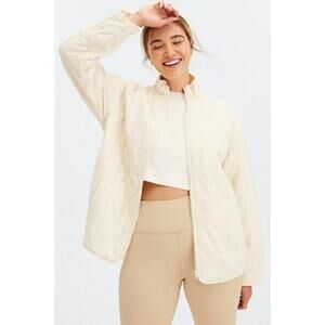 New Fabletics Lina Oversized Quilted Full Zip Jacket Egret size S